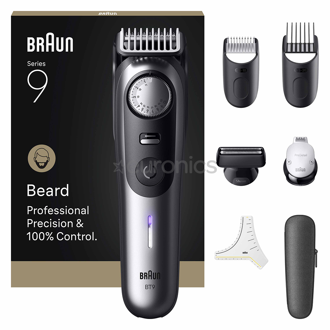 Braun Series 9, серый/черный - Триммер для бороды