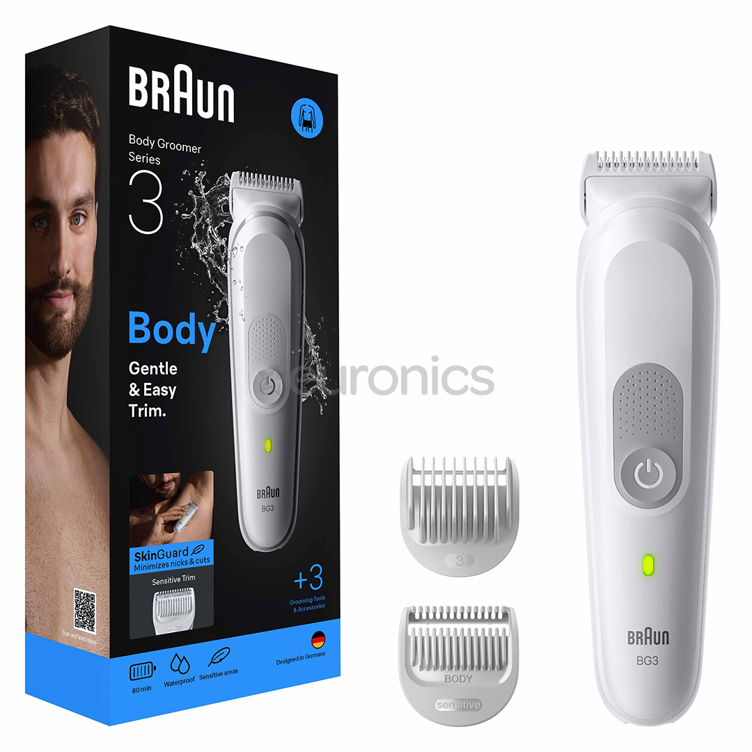 Braun Series 3, balta - Ķermeņa trimmeris