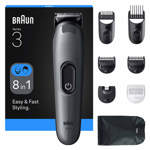 Braun Series 3, 8 vienā, tumši pelēka - Trimmeru komplekts