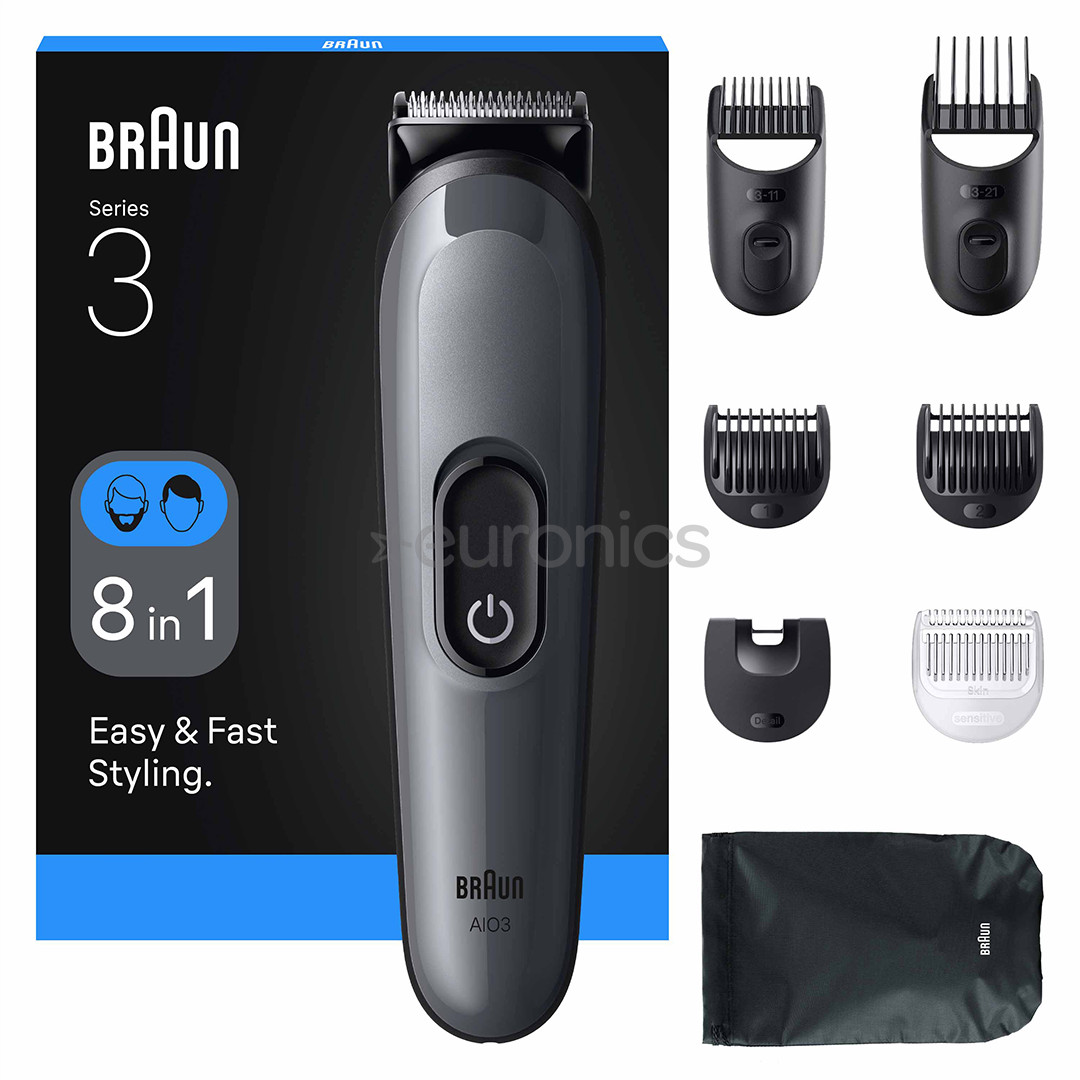 Braun Series 3, 8-in-1, dark grey - Multi grooming kit