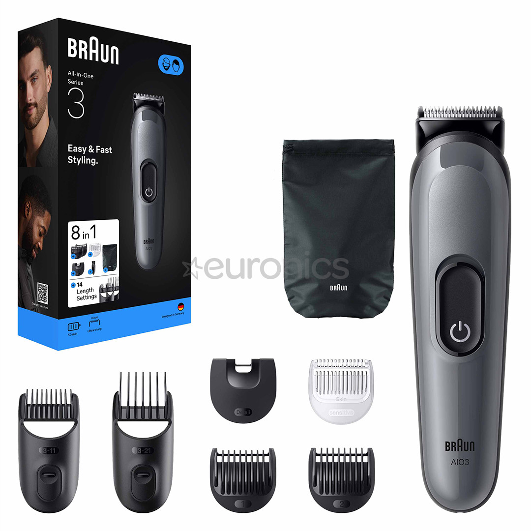 Braun Series 3, 8-in-1, dark grey - Multi grooming kit
