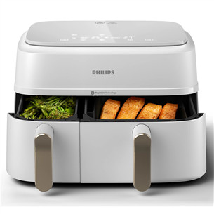 Philips 3000 Series Dual Basket Airfryer, 9 л, 2750 Вт, две корзины, белый - Аэрогриль