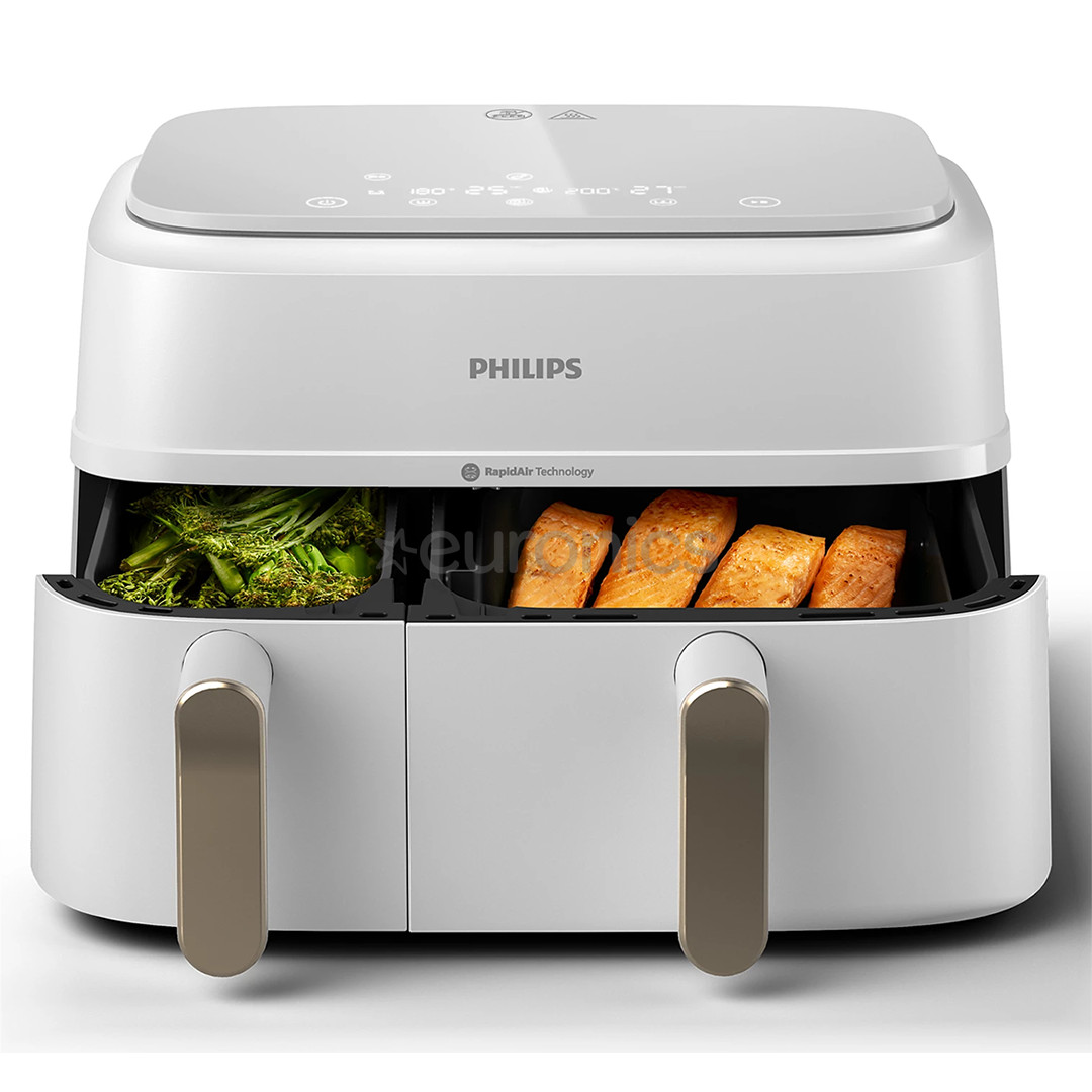 Philips 3000 Series Dual Basket Airfryer, 9 л, 2750 Вт, две корзины, белый - Аэрогриль