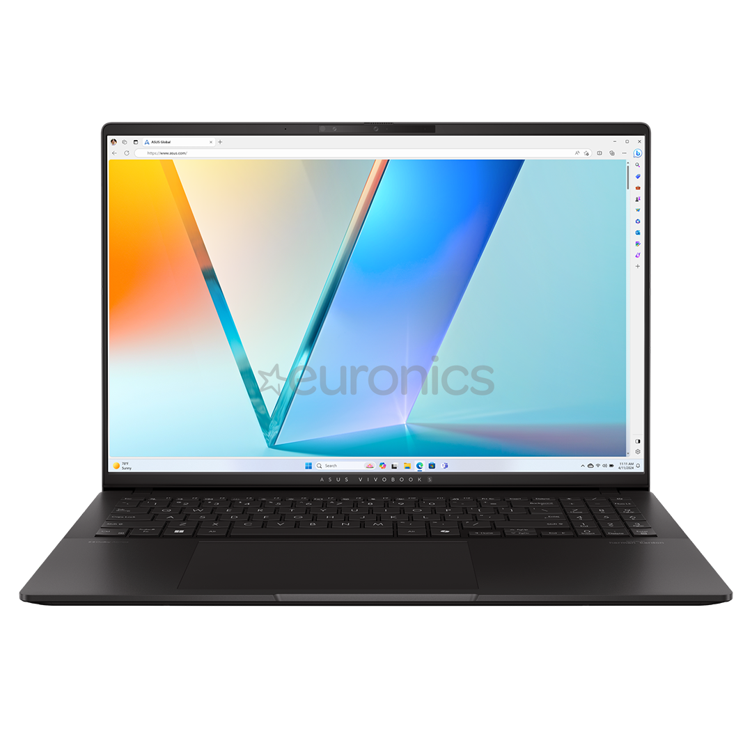 Asus Vivobook S 16 OLED, 16'', 3.2K, 120 Hz, OLED, Ryzen 7, 16 GB, 1 TB, Copilot+, ENG, melna - Portatīvais dators