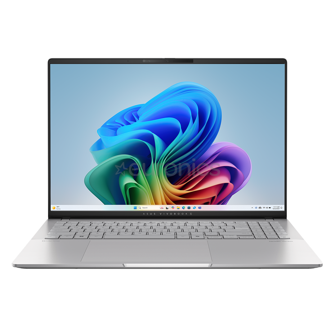 Asus Vivobook S 16 OLED, 16'', 3.2K, 120 Hz, OLED, Ryzen 7, 16 GB, 1 TB, Copilot+, ENG, sudraba - Portatīvais dators
