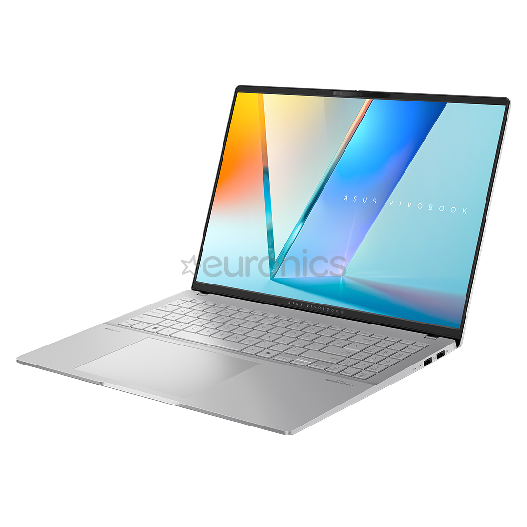 Asus Vivobook S 16 OLED, 16'', 3.2K, 120 Hz, OLED, Ryzen 7, 16 GB, 1 TB, Copilot+, ENG, sudraba - Portatīvais dators