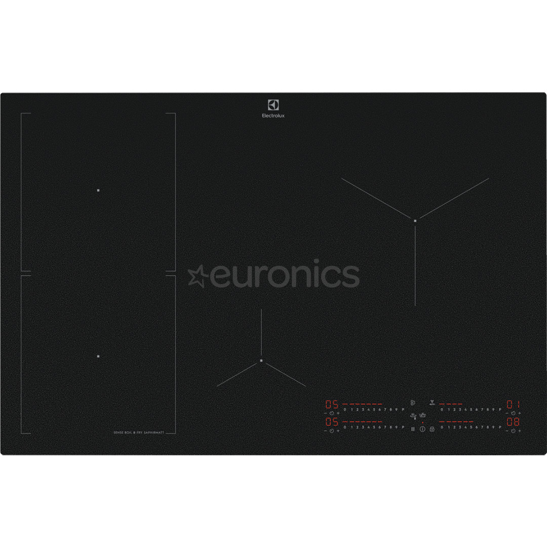 Electrolux 800 Series SaphirMatt, platums 77 cm, bez rāmja, melna - Iebūvējama indukcijas plīts virsma