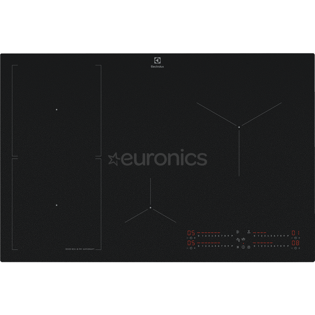 Electrolux 800 Series SaphirMatt, width 77 cm, frameless, black - Built-in induction hob