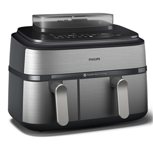 Philips 5000 Series Dual Basket Airfryer, 9 л, 2750 Вт, две корзины, серебристый - Аэрогриль NA555/00