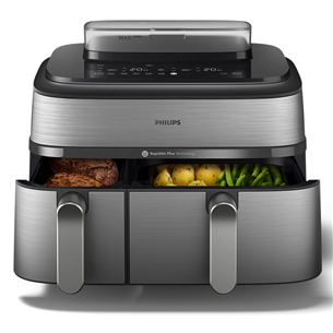 Philips 5000 Series Dual Basket Airfryer, 9 л, 2750 Вт, две корзины, серебристый - Аэрогриль
