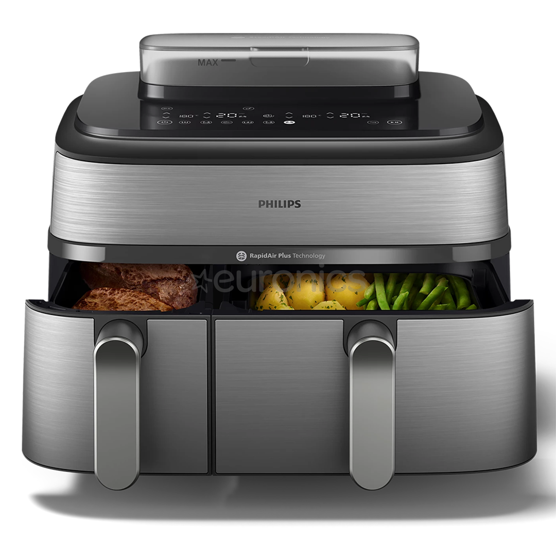 Philips 5000 Series Dual Basket Airfryer, 9 л, 2750 Вт, две корзины, серебристый - Аэрогриль