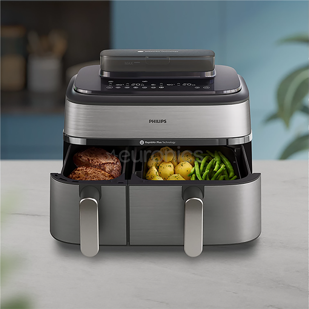 Philips 5000 Series Dual Basket Airfryer, 9 л, 2750 Вт, две корзины, серебристый - Аэрогриль
