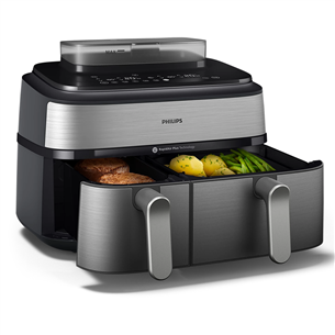 Philips 5000 Series Dual Basket Airfryer, 9 л, 2750 Вт, две корзины, серебристый - Аэрогриль