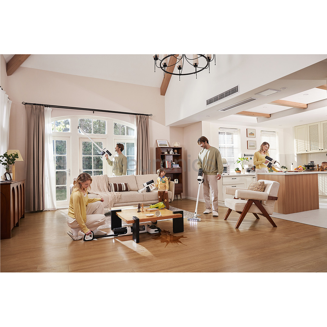 Tineco Switch S6 Stretch Plus, balta/melna - Bezvadu putekļu sūcējs + grīdu tīrītājs