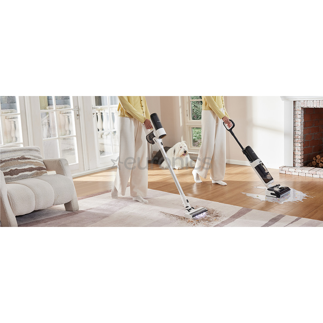 Tineco Switch S6 Stretch Plus, balta/melna - Bezvadu putekļu sūcējs + grīdu tīrītājs