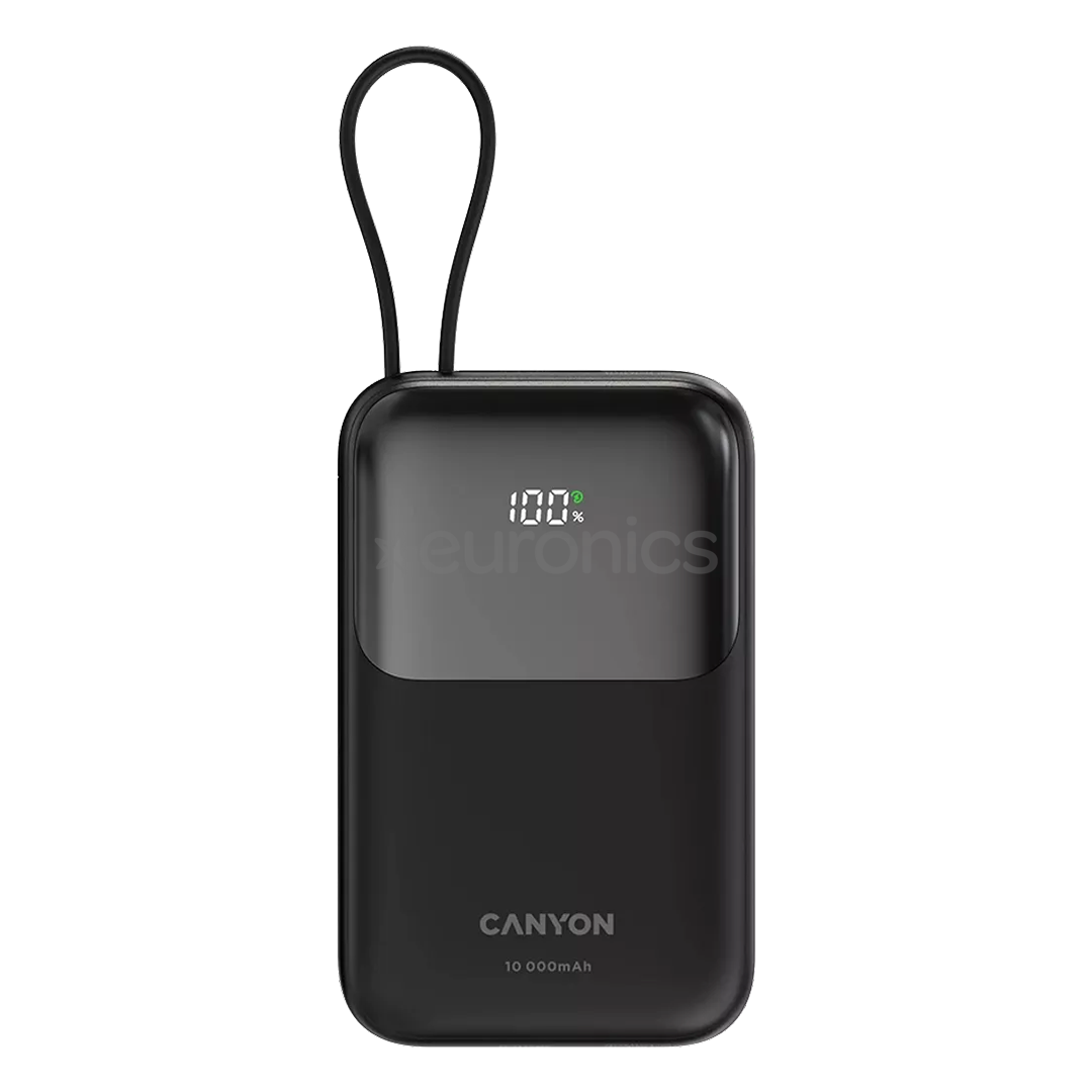 Canyon OnPower 101, 10 000 mAh, melna - Portatīvais barošanas avots
