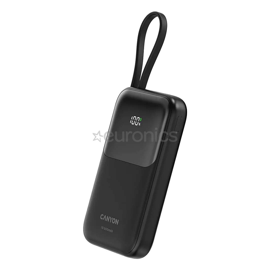 Canyon OnPower 101, 10 000 mAh, melna - Portatīvais barošanas avots