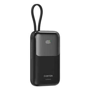 Canyon OnPower 101, 10 000 mAh, melna - Portatīvais barošanas avots