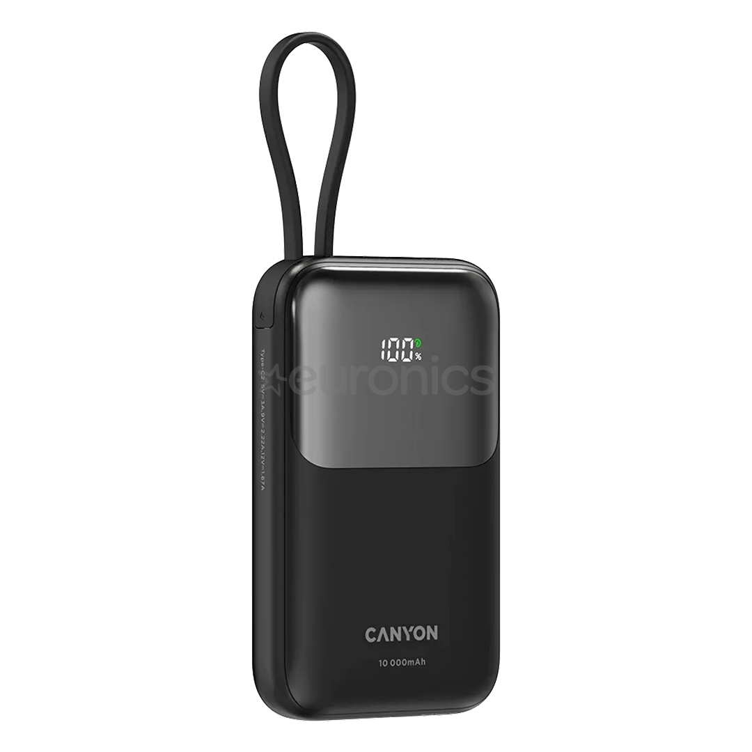 Canyon OnPower 101, 10 000 mAh, melna - Portatīvais barošanas avots
