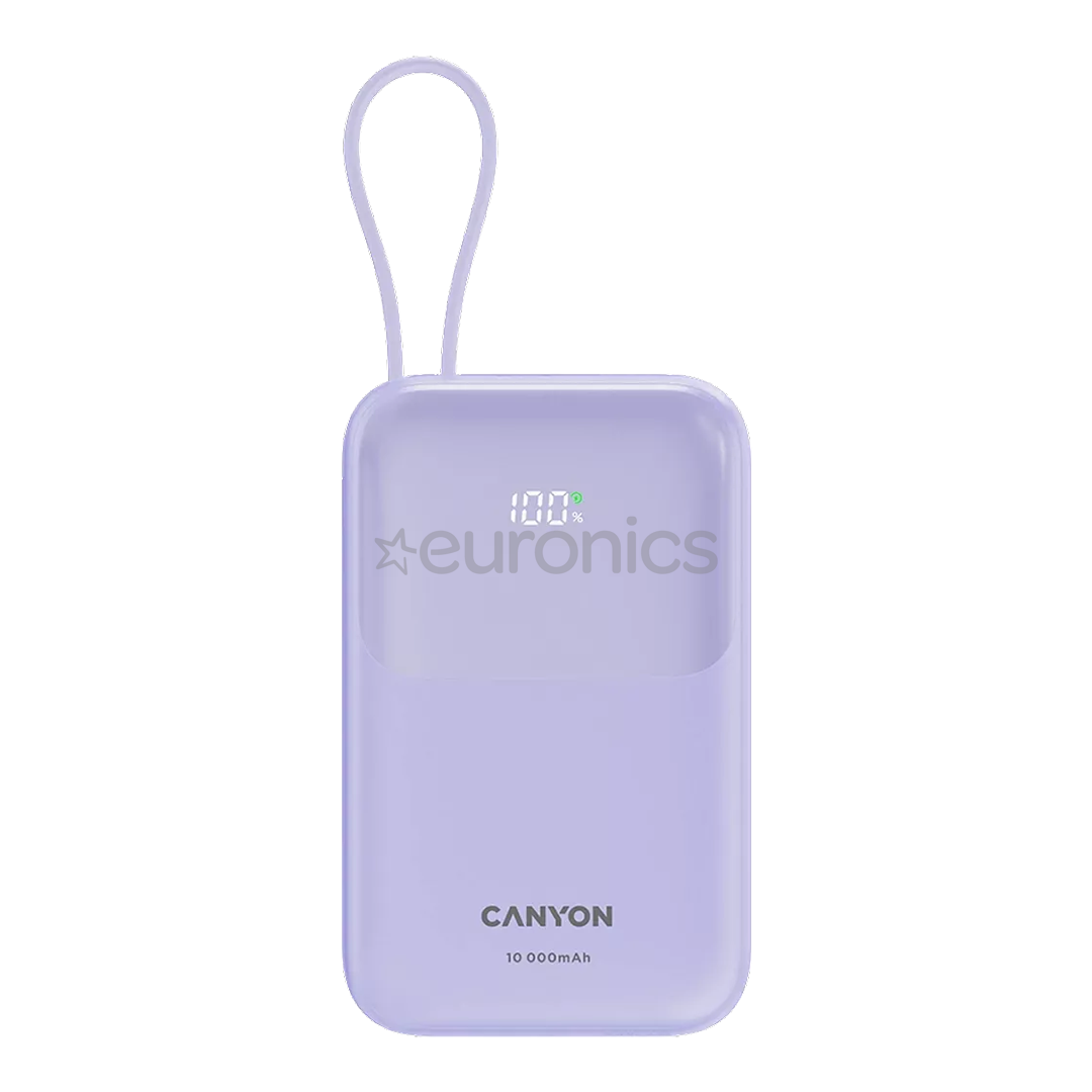 Canyon OnPower 101, 10 000 mAh, lillā - Portatīvais barošanas avots