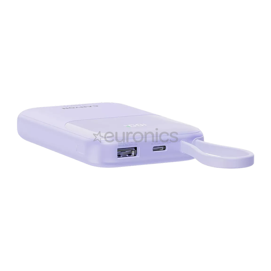 Canyon OnPower 101, 10 000 mAh, lillā - Portatīvais barošanas avots