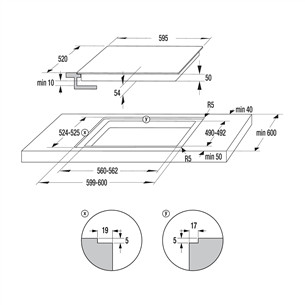 Hisense, ширина 59,5 см, без рамы, черный - Интегрируемая индукционная варочная панель