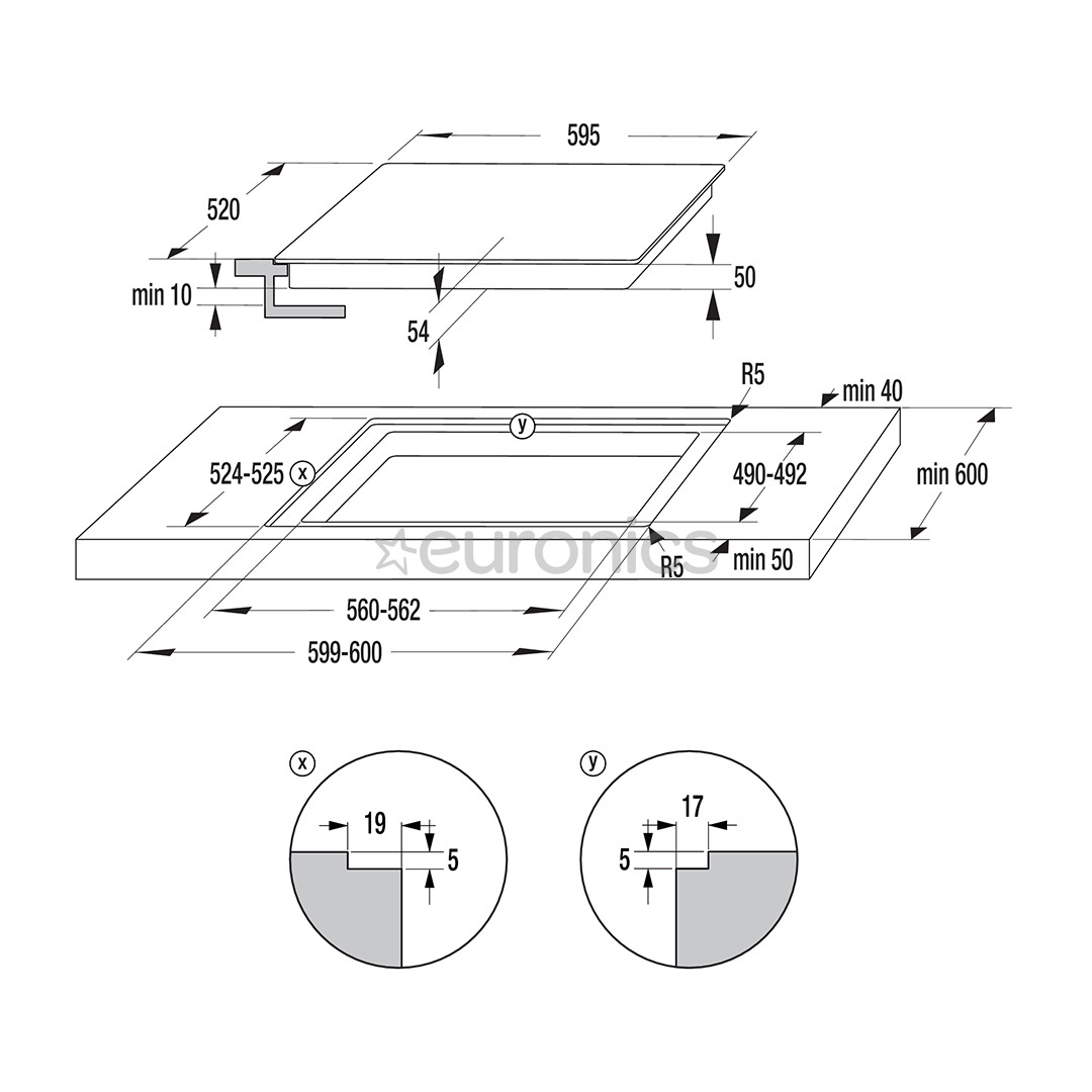 Hisense, ширина 59,5 см, без рамы, черный - Интегрируемая индукционная варочная панель