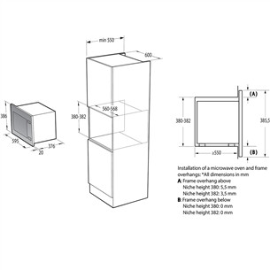 Hisense, 25 л, 1450 Вт, черный - Интегруемая микроволновая печь с грилем