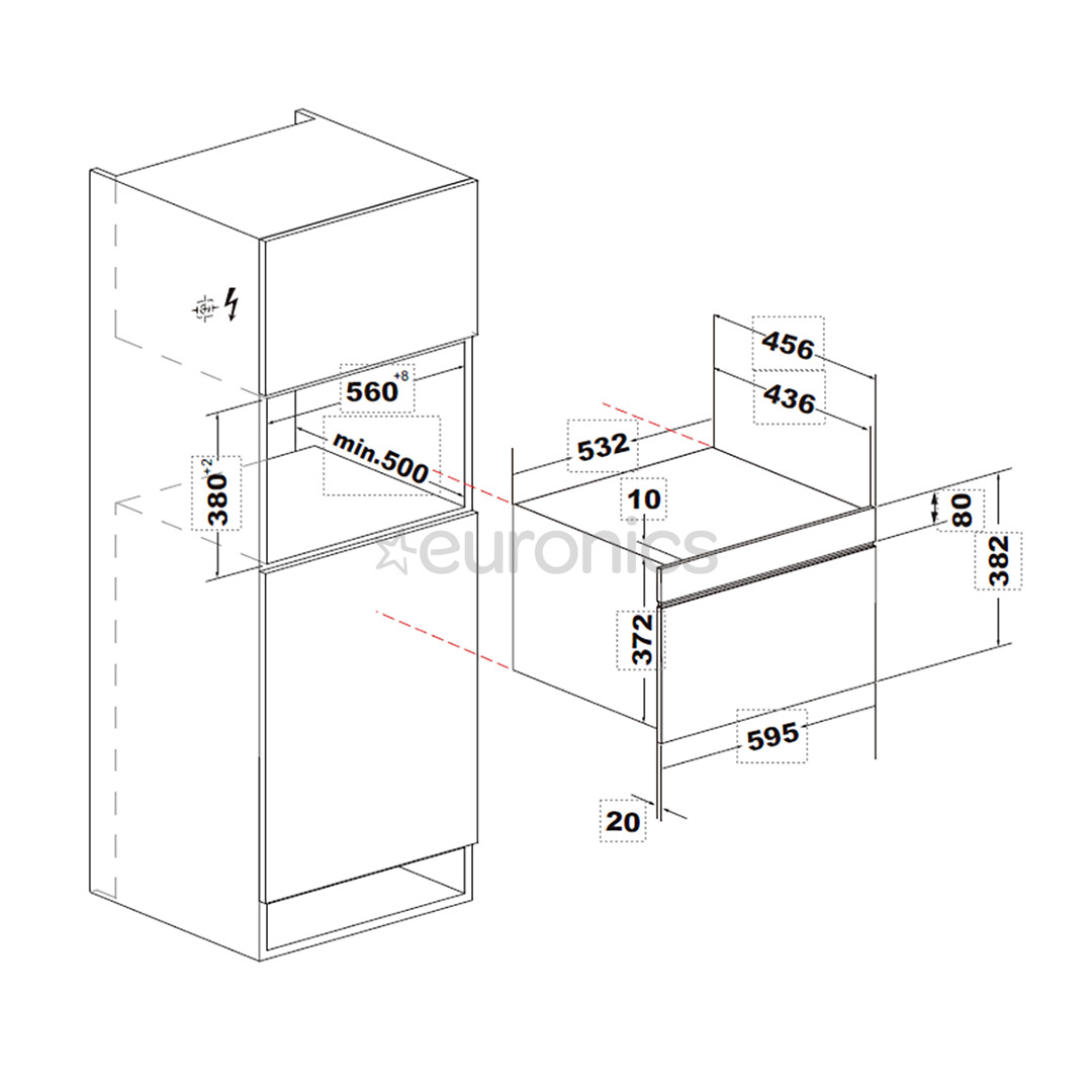 Hisense, 34 L, 1450 W, melna - Iebūvējama mikroviļņu krāsns ar grilu