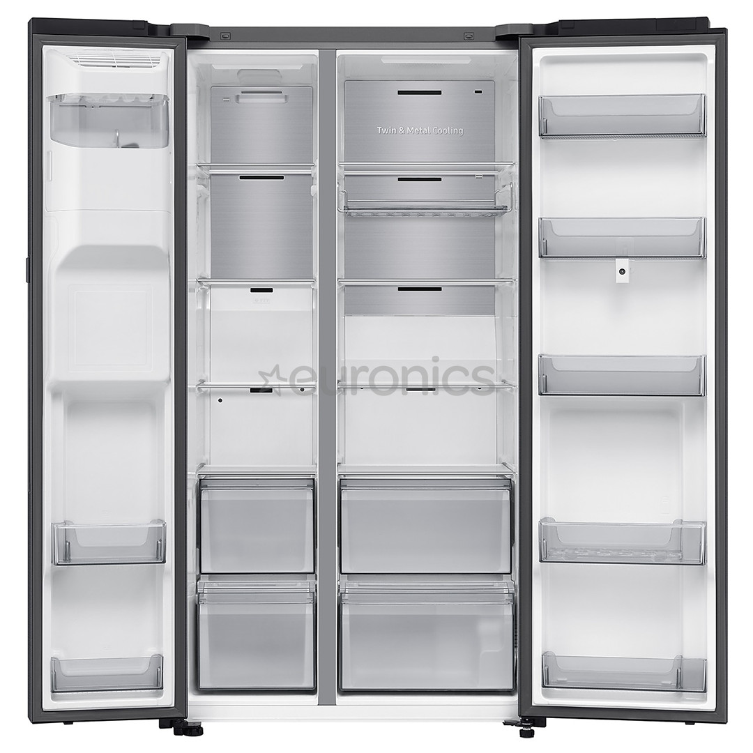 Samsung Bespoke AI Family Hub+, Twin Cooling Plus™, 614 L, augstums 179 cm, melna - SBS Ledusskapis