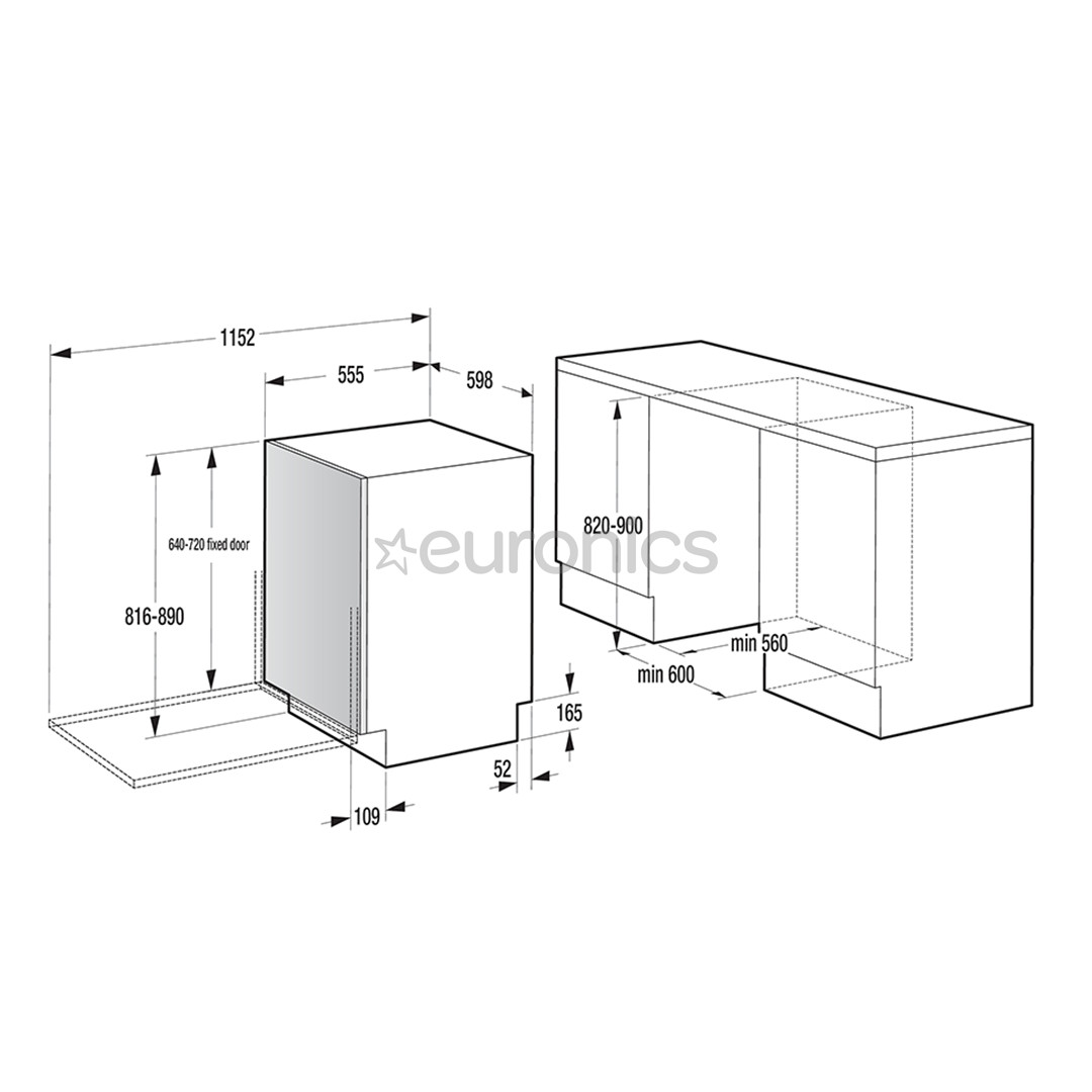 Hisense, 16 komplekti - Iebūvējama trauku mazgājamā mašīna
