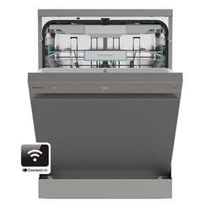 Hisense, 16 komplekti, platums 60 cm, pelēka - Brīvi stāvoša trauku mazgājamā mašīna HS693A90XAD