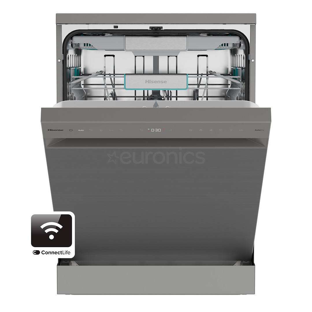 Hisense, 16 komplekti, platums 60 cm, pelēka - Brīvi stāvoša trauku mazgājamā mašīna