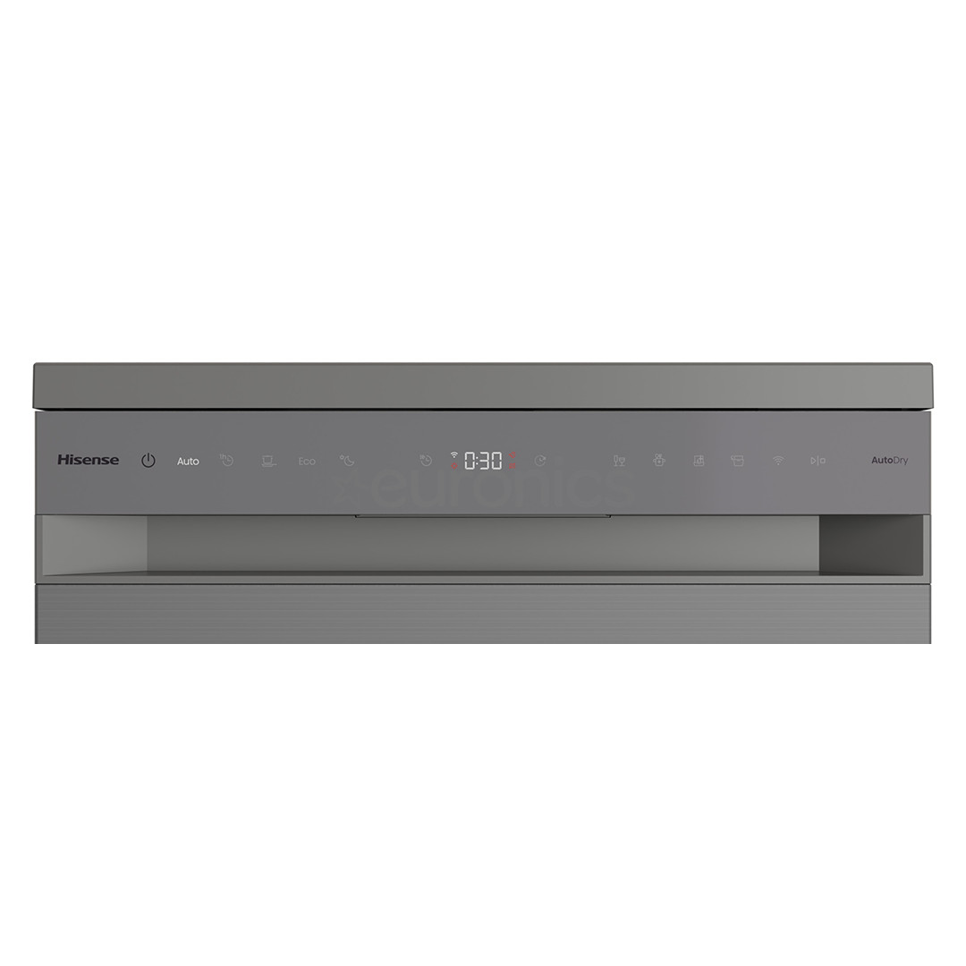 Hisense, 16 komplekti, platums 60 cm, pelēka - Brīvi stāvoša trauku mazgājamā mašīna