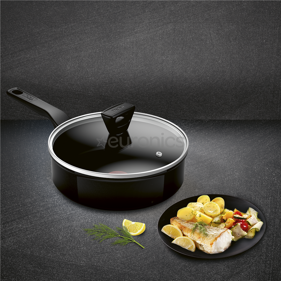 Tefal Renew, 24 cm, melna - Dziļā panna ar vāku