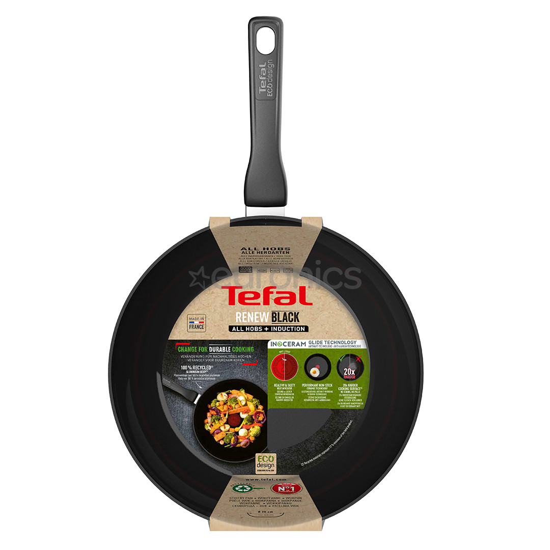 Tefal Renew, 28 cm, melna - Vokpanna