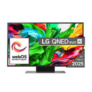 LG QNED86 evo AI, 43'', 4K UHD, QNED, Mini LED, black - TV 43QNED86A3C.AEU