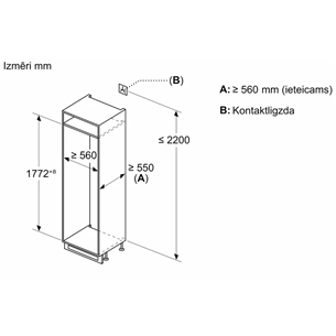 Bosch, 267 л, высота 178 см - Интегрируемый холодильник