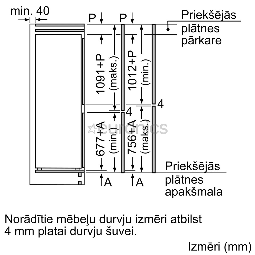 Bosch, 267 L, height 178 cm - Built-in Refrigerator