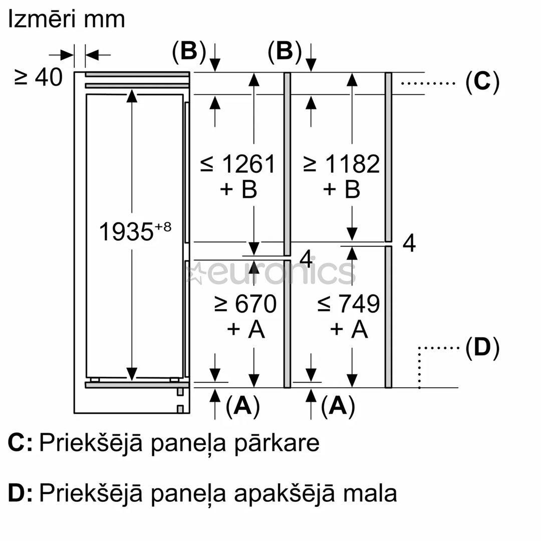 Bosch Seeria 2, NoFrost, 383 л, высота 194 см - Интегрируемый холодильник