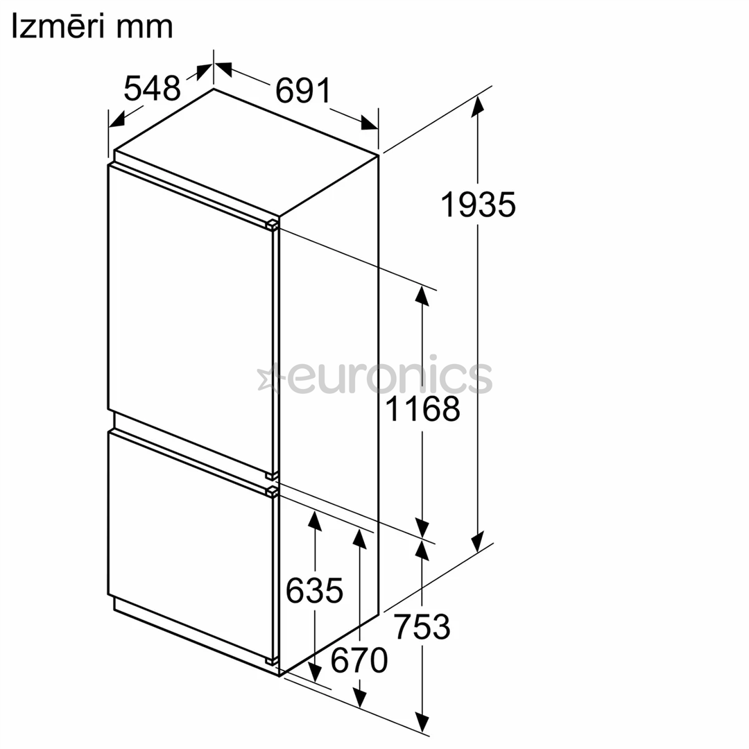 Bosch Seeria 2, NoFrost, 383 л, высота 194 см - Интегрируемый холодильник