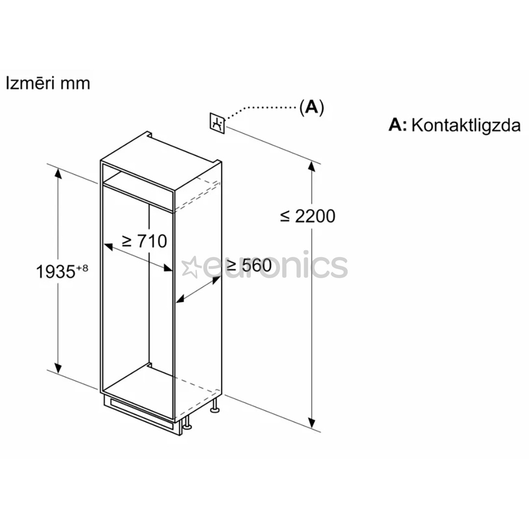 Bosch Series 2, NoFrost, 383 L, height 194 cm - Built-in refrigerator