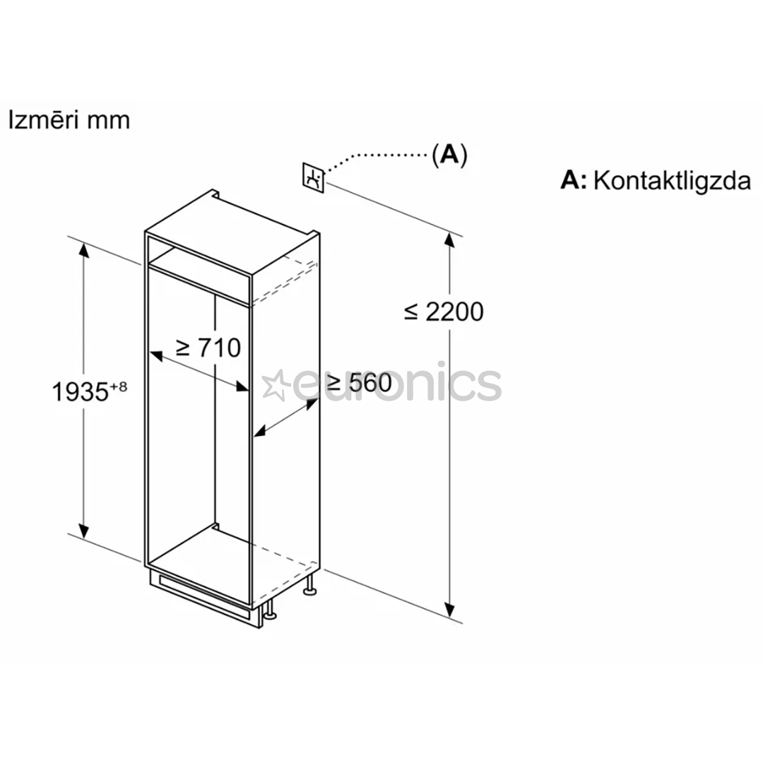 Bosch Seeria 2, NoFrost, 383 л, высота 194 см - Интегрируемый холодильник