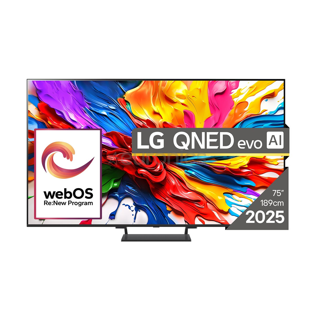 LG QNED93 evo AI, 75'', 4K UHD, QLED, Mini LED, melna - Televizors