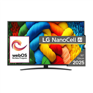 LG NANO81 AI, 50'', LED LCD, NanoCell, melna - Televizors 50NANO81A3A.AEU