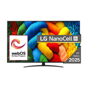 LG NANO81 AI, 65'', LED LCD, NanoCell, черный - Телевизор 65NANO81A3A.AEU