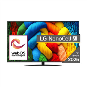 LG NANO81 AI, 75'', LED LCD, NanoCell, melna - Televizors