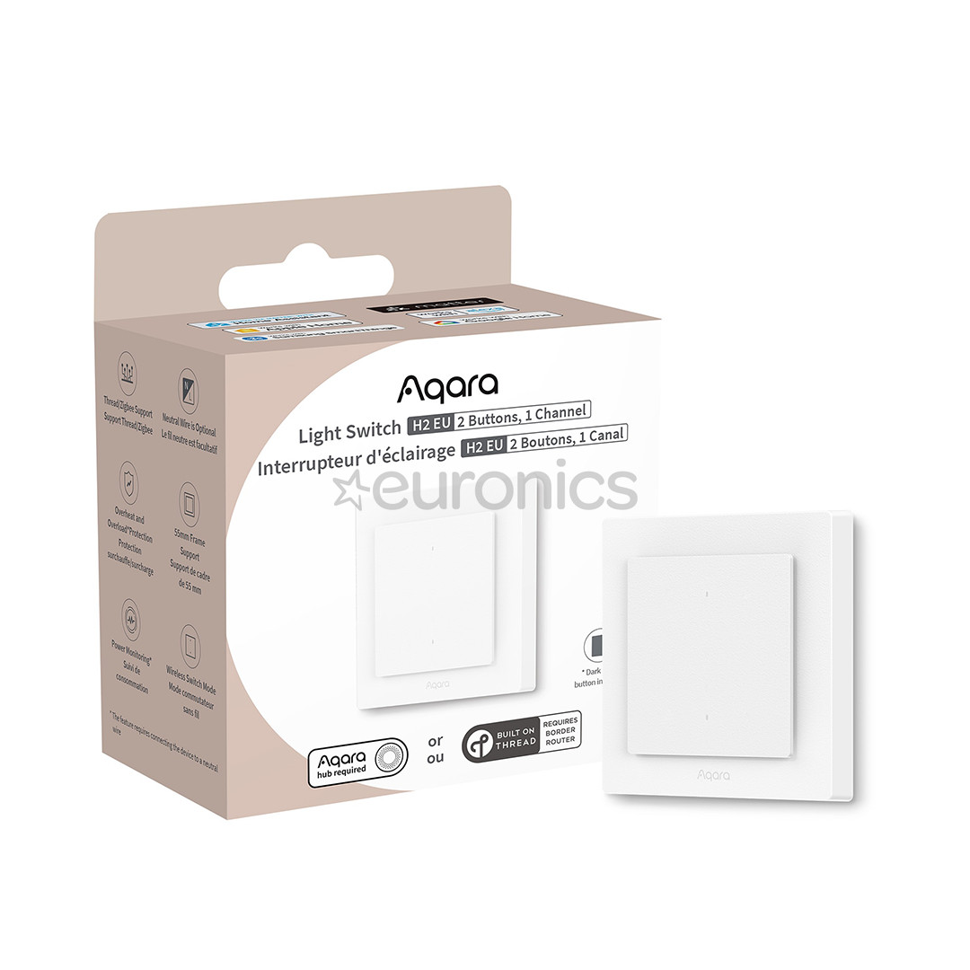 Aqara Light Switch H2, 2 buttons, white - Smart wall switch