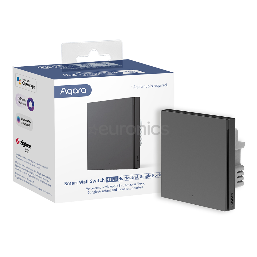 Aqara Smart Wall Switch H1, bez nulles, pelēka - Viedais slēdzis