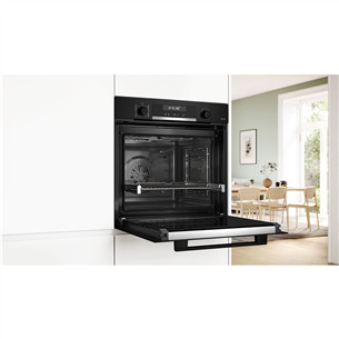 Bosch, 71 L, pyrolytic cleaning, black - Built-in oven